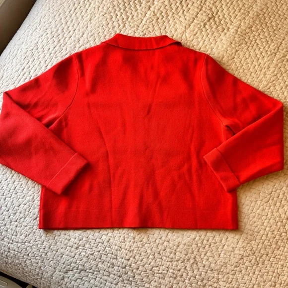 NWOT Sezane Betty Merino Wool Cardigan in Coral Red, Medium - Picture 3 of 7